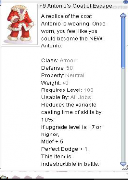 ZB261 +9 Antomio's Coat of Escape